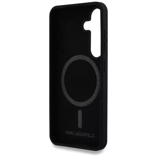 Karl Lagerfeld Silicone Double Heads And Circle Samsung Galaxy S25 MagSafe tok, fekete