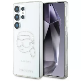   Karl Lagerfeld Rhinestones Karl Head Logo Samsung Galaxy S25 Ultra hátlap tok, átlátszó