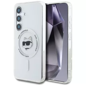   Karl Lagerfeld Button Choupette Head Printed Logo Galaxy S25 MagSafe hátlap tok, fehér