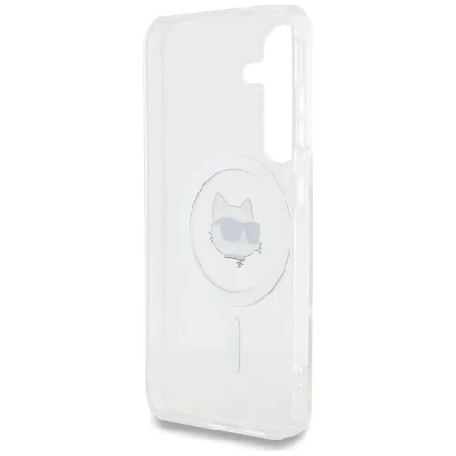 Karl Lagerfeld Button Choupette Head Printed Logo Galaxy S25 MagSafe hátlap tok, fehér