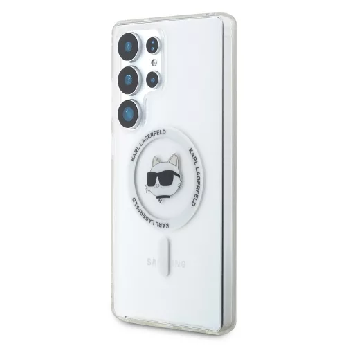 Karl Lagerfeld Button Choupette Head Printed Logo Galaxy S25 Ultra MagSafe hátlap tok, fehér