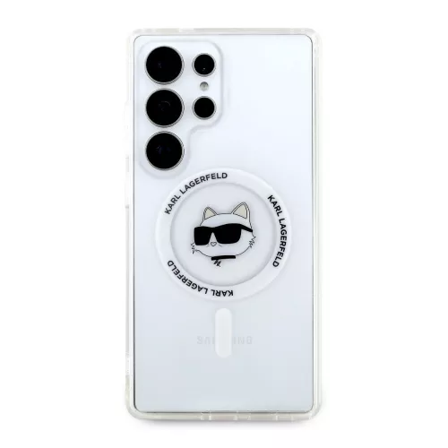 Karl Lagerfeld Button Choupette Head Printed Logo Galaxy S25 Ultra MagSafe hátlap tok, fehér