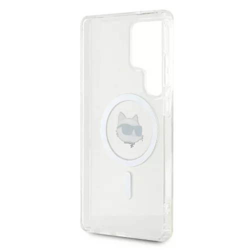 Karl Lagerfeld Button Choupette Head Printed Logo Galaxy S25 Ultra MagSafe hátlap tok, fehér