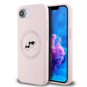   Karl Lagerfeld Liquid Silicone K&CH Heads Apple iPhone 17e / iPhone 16e MagSafe tok, rózsaszín