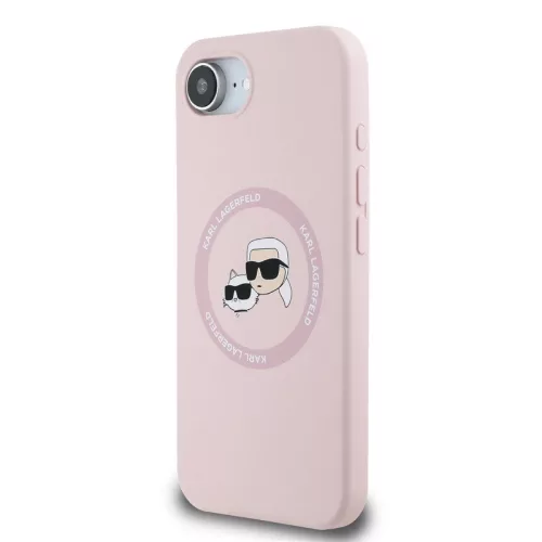 Karl Lagerfeld Liquid Silicone K&CH Heads Apple iPhone 17e / iPhone 16e MagSafe tok, rózsaszín