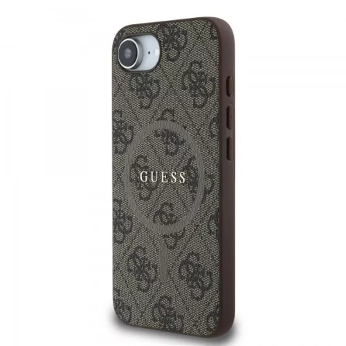 Guess PU Leather 4G Colored Ring Apple iPhone 17e / iPhone 16e MagSafe tok, barna