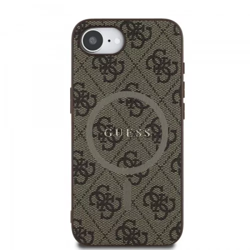 Guess PU Leather 4G Colored Ring Apple iPhone 17e / iPhone 16e MagSafe tok, barna