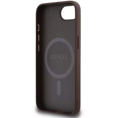 Guess PU Leather 4G Colored Ring Apple iPhone 17e / iPhone 16e MagSafe tok, barna