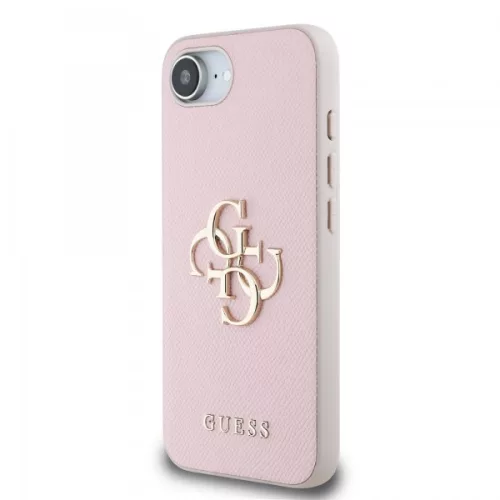 Guess PU Grained 4G Metal Logo Apple iPhone 17e / iPhone 16e hátlap tok, rózsaszín