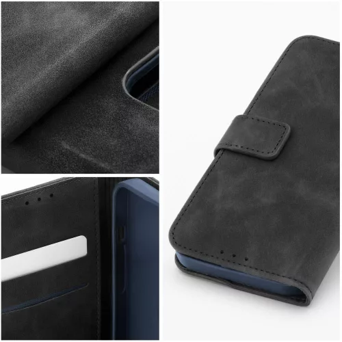Tender Book Apple iPhone 17e / iPhone 16e flip/oldalra nyíló műbőr tok kártyatartó résszel, fekete
