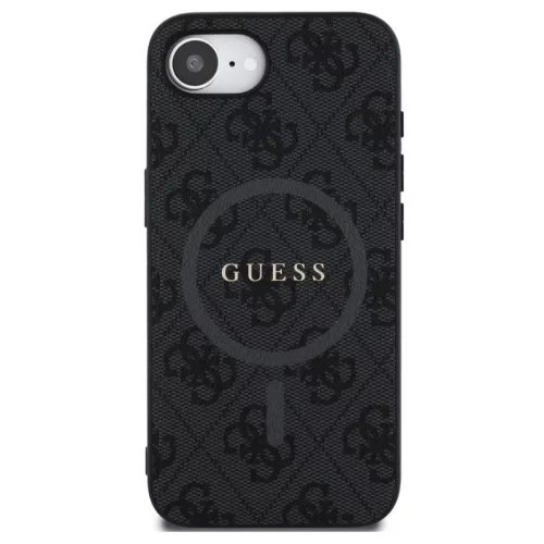 Guess PU Leather 4G Colored Ring Apple iPhone 17e / iPhone 16e MagSafe tok, fekete