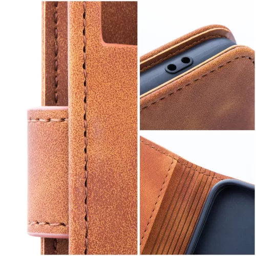 Tender Book Samsung Galaxy A56 flip/oldalra nyíló műbőr tok kártyatartó résszel, barna