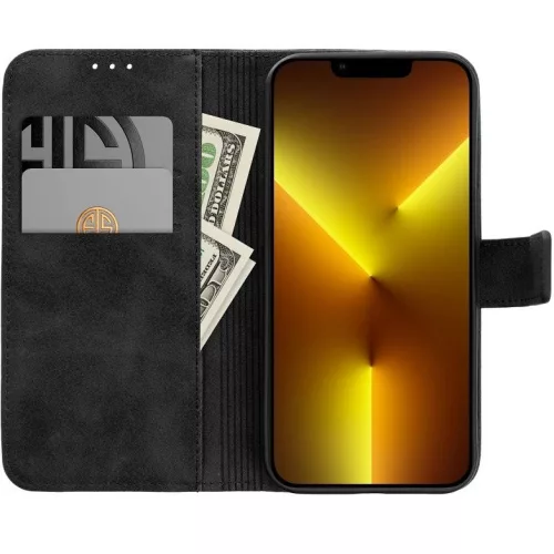 Tender Book Samsung Galaxy A56 flip/oldalra nyíló műbőr tok kártyatartó résszel, fekete