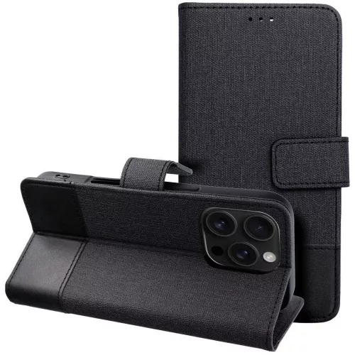 Gomma Samsung Galaxy A36 flip/oldalra nyíló tok kártyatartó résszel, fekete
