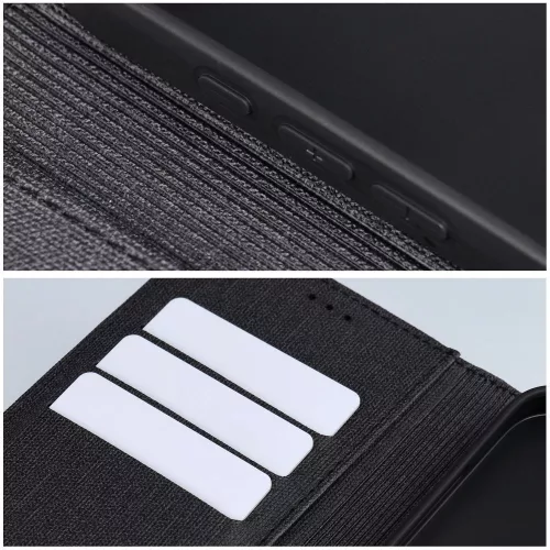 Gomma Samsung Galaxy A36 flip/oldalra nyíló tok kártyatartó résszel, fekete