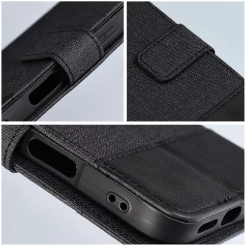 Gomma Samsung Galaxy A36 flip/oldalra nyíló tok kártyatartó résszel, fekete