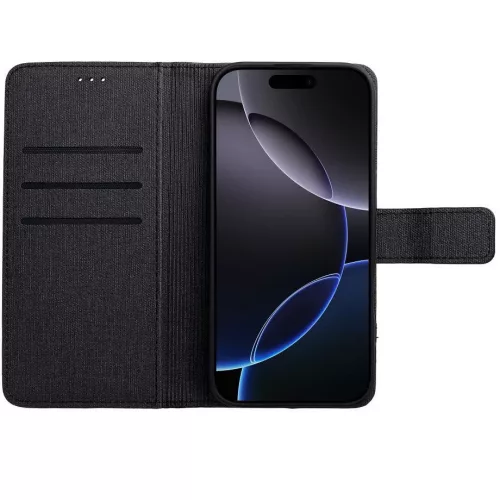 Gomma Samsung Galaxy A36 flip/oldalra nyíló tok kártyatartó résszel, fekete