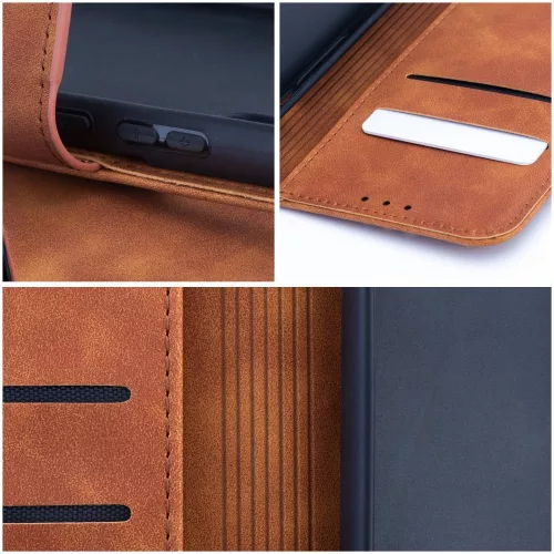 Tender Book Samsung Galaxy A36 flip/oldalra nyíló műbőr tok kártyatartó résszel, barna