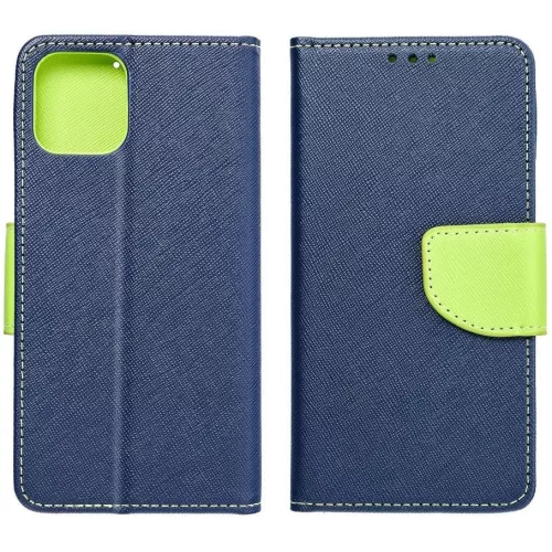 Fancy Motorola G35 5G mágneses flip tok, kék-lime