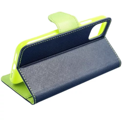 Fancy Motorola G55 5G mágneses flip tok, kék-lime