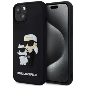   Karl Lagerfeld 3D Rubber Karl and Choupette Apple iPhone 13 hátlap tok, fekete