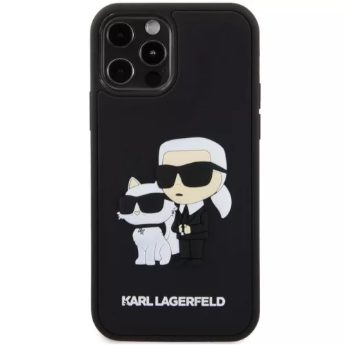 Karl Lagerfeld 3D Rubber Karl and Choupette Apple iPhone 13 hátlap tok, fekete