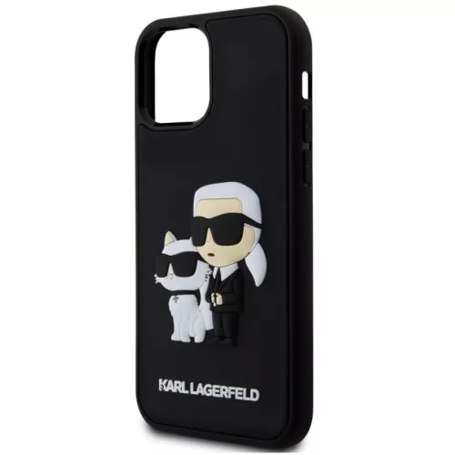 Karl Lagerfeld 3D Rubber Karl and Choupette Apple iPhone 13 hátlap tok, fekete