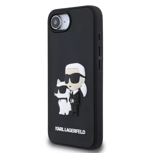 Karl Lagerfeld 3D Rubber Karl and Choupette Apple iPhone 17e / iPhone 16e hátlap tok, fekete