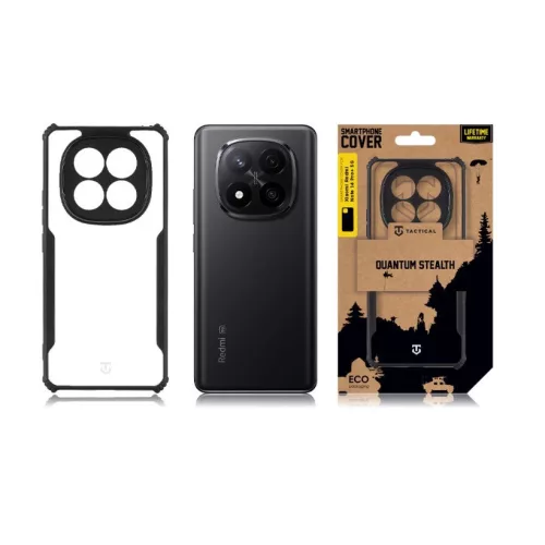 Tactical Quantum Stealth Xiaomi Redmi Note 14 Pro+ hátlap tok, átlátszó/fekete