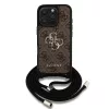 Guess PU 4G Metal Logo Crossbody Strap iPhone 16 Pro hátlap tok, barna