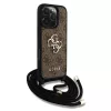 Guess PU 4G Metal Logo Crossbody Strap iPhone 16 Pro hátlap tok, barna