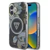 Guess IML Glitter Magnolia and Triangle Logo iPhone 16 MagSafe hátlap tok, fekete