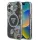 Guess IML Glitter Magnolia and Triangle Logo iPhone 16 MagSafe hátlap tok, fekete