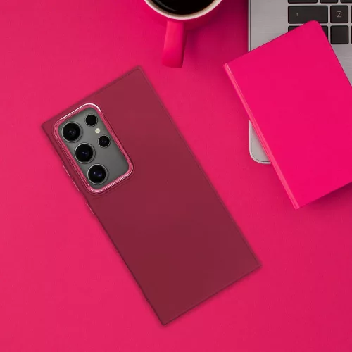 Frame Samsung Galaxy S25 Edge közepesen ütésálló tok kameravédő kerettel, magenta