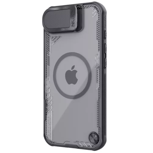 Nillkin Iceblade Prop Apple iPhone 17e / iPhone 16e mágneses szilikon tok, fekete-átlátszó