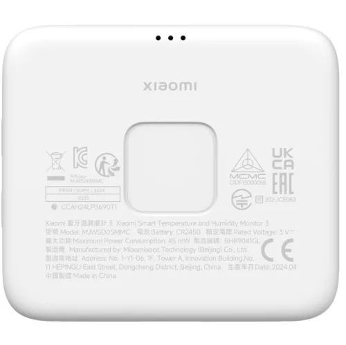 Xiaomi Mi Temperature and Humidity Monitor 3 hőmérséklet és páratartalom mérő, fehér