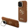 Guess PU Grained 4G Logo Stand Camera Frame iPhone 16 Pro hátlap tok kitámasztóval, barna