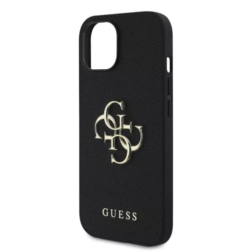 Guess PU Grained 4G Metal Logo Apple iPhone 16 hátlap tok, fekete