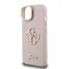 Guess PU Grained 4G Logo Stand Camera Frame iPhone 15 hátlap tok kitámasztóval, rózsaszín