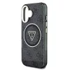 Guess IML 4G Glitter and Triangle Logo iPhone 16 MagSafe kemény hátlap tok, fekete