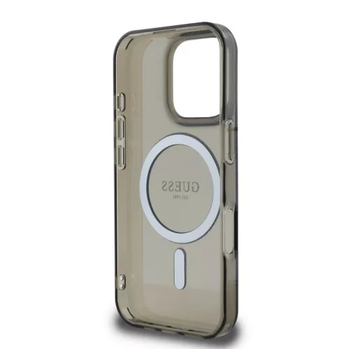 Guess IML Glitter Ring Apple iPhone 16 Pro Max Magsafe kompatibilis hátlap tok, fekete