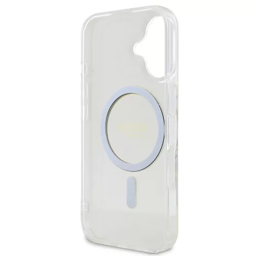Guess IML Glitter Ring Apple iPhone 16 Plus Magsafe kompatibilis hátlap tok, átlátszó