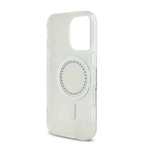 Guess IML Rhinestones MagSafe iPhone 16 kemény hátlap tok, fehér
