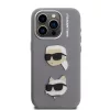 Karl Lagerfeld Grained PU K&CH Heads iPhone 15 Pro hátlap tok, szürke