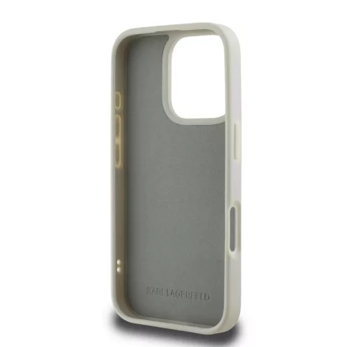 Karl Lagerfeld 3D Rubber Double Heads iPhone 16 hátlap tok, bézs
