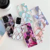 Apple iPhone 13 Pro Max, Szilikon tok, sokszöges márvány minta, Wooze Geometric Marble, színes/kék