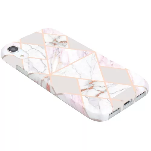 Apple iPhone 13 Pro, Szilikon tok, sokszöges márvány minta, Wooze Geometric Marble, színes/fehér