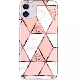   Apple iPhone 13 Pro, Szilikon tok, sokszöges márvány minta, Wooze Geometric Marble, színes/rózsaszín