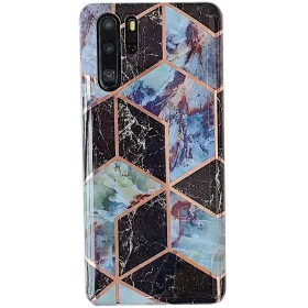   Apple iPhone 7 Plus / 8 Plus, Szilikon tok, sokszöges márvány minta, Wooze Geometric Marble, színes/fekete