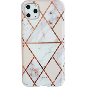   Samsung Galaxy Note 10 / 10 5G SM-N970 / N971, Szilikon tok, sokszöges márvány minta, Wooze Geometric Marble, színes/fehér